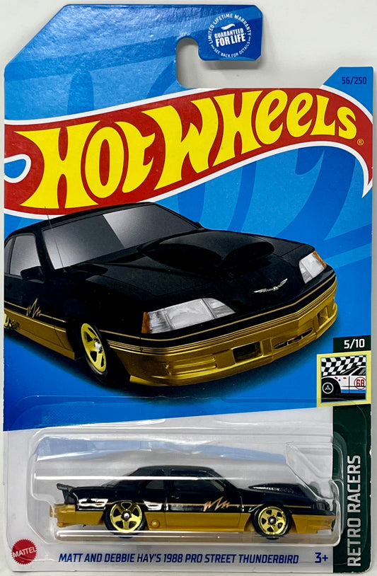 Hot Wheels Matt and Debbie Hay's 1988 Pro Street Thunerbird, Retro Racers 5/10 [Black/Gold] 56/250
