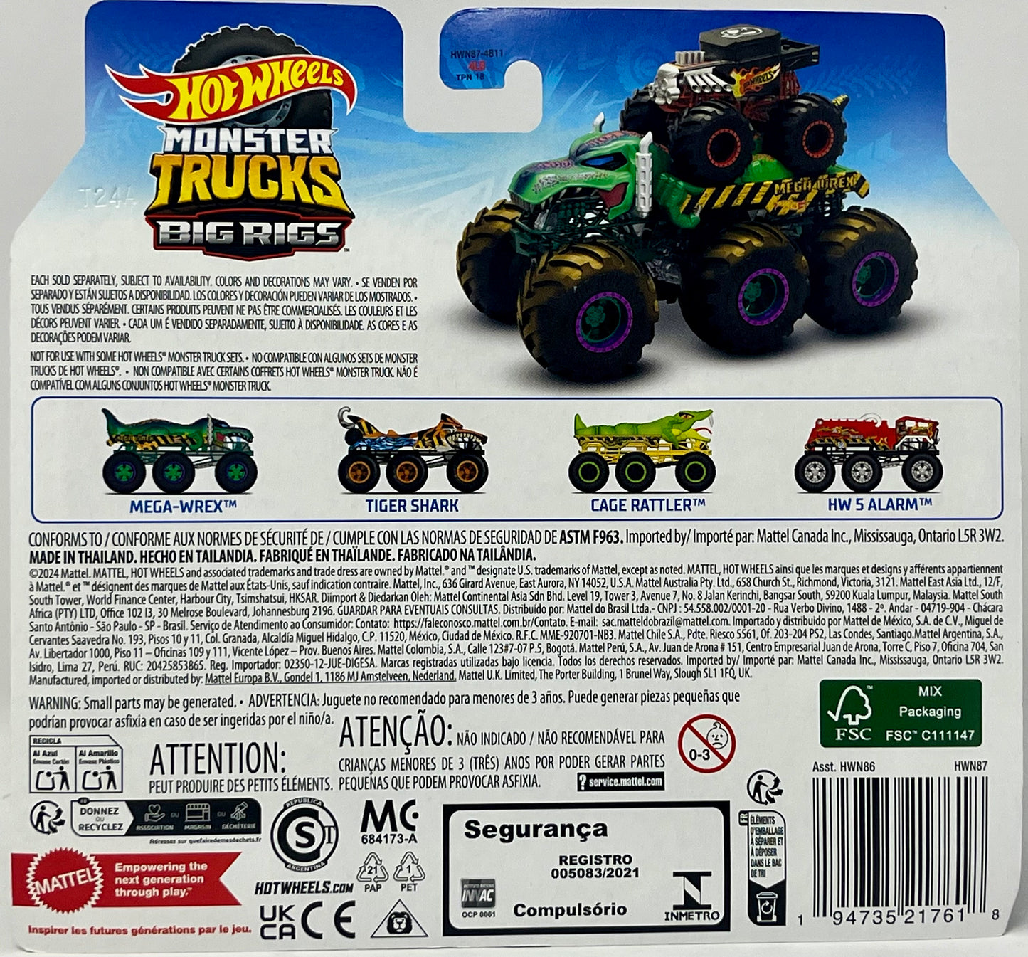 Hot Wheels Monster Trucks Big Rigs - Mega-Wrex