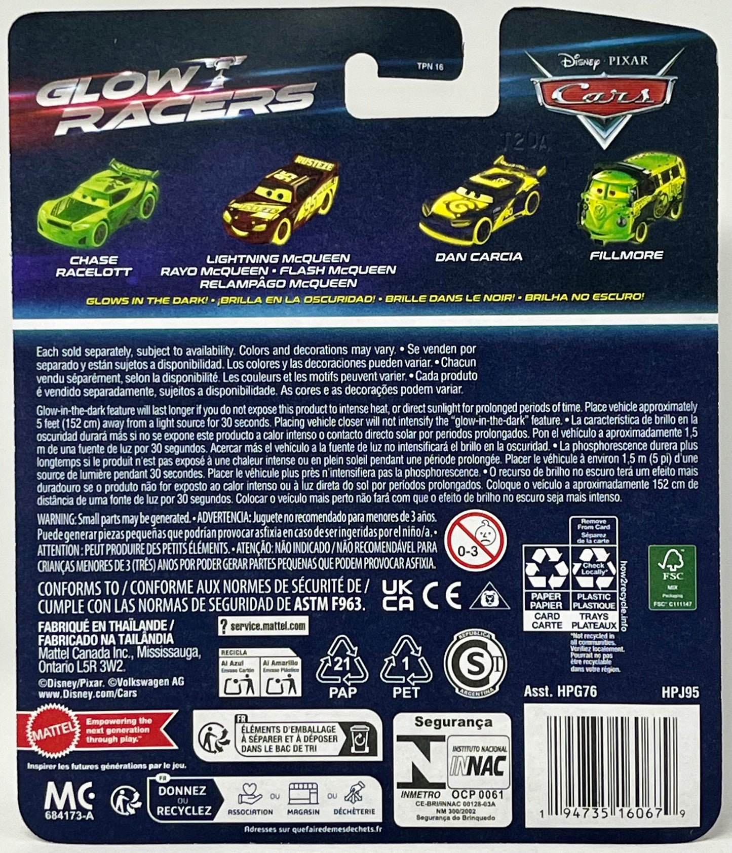 Disney Cars Blinkr Glow Racer Toy Vehicle for Kids Ages 3 and Up
