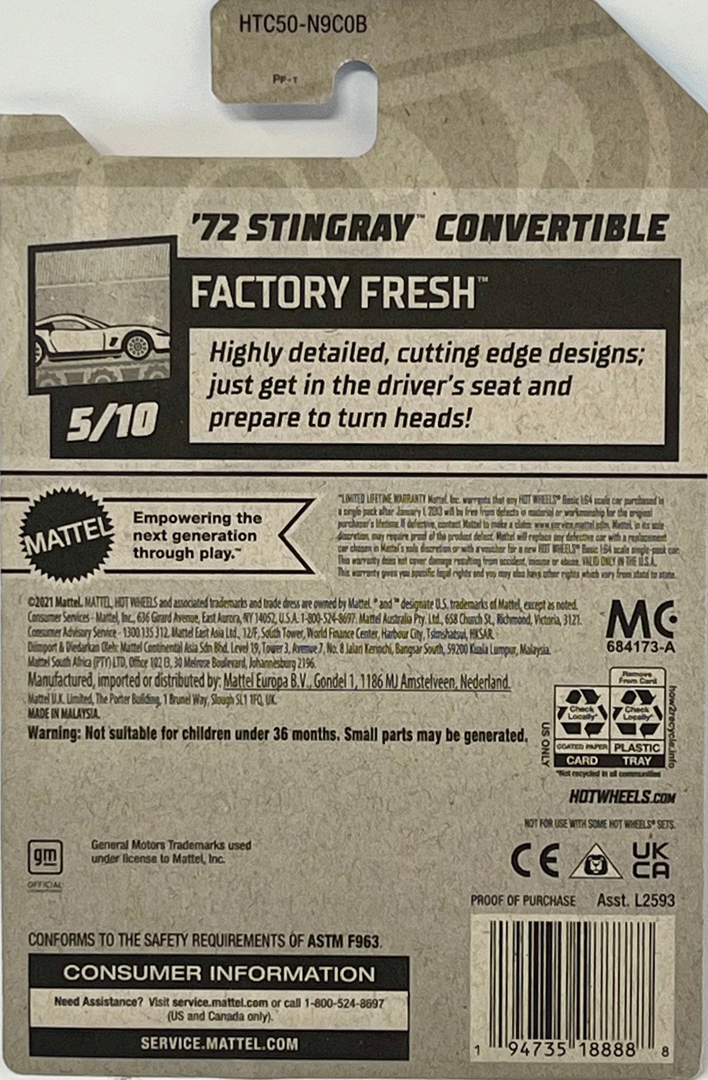 Hot Wheels 72 Stingray Convertible White