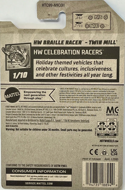Hot Wheels HW Braille Racer - Twin Mill (Green) Experimotors