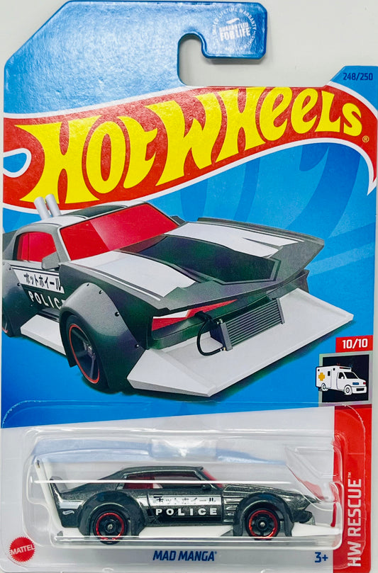 Hot Wheels Mad Manga Police Car Blk/Wht with Protector