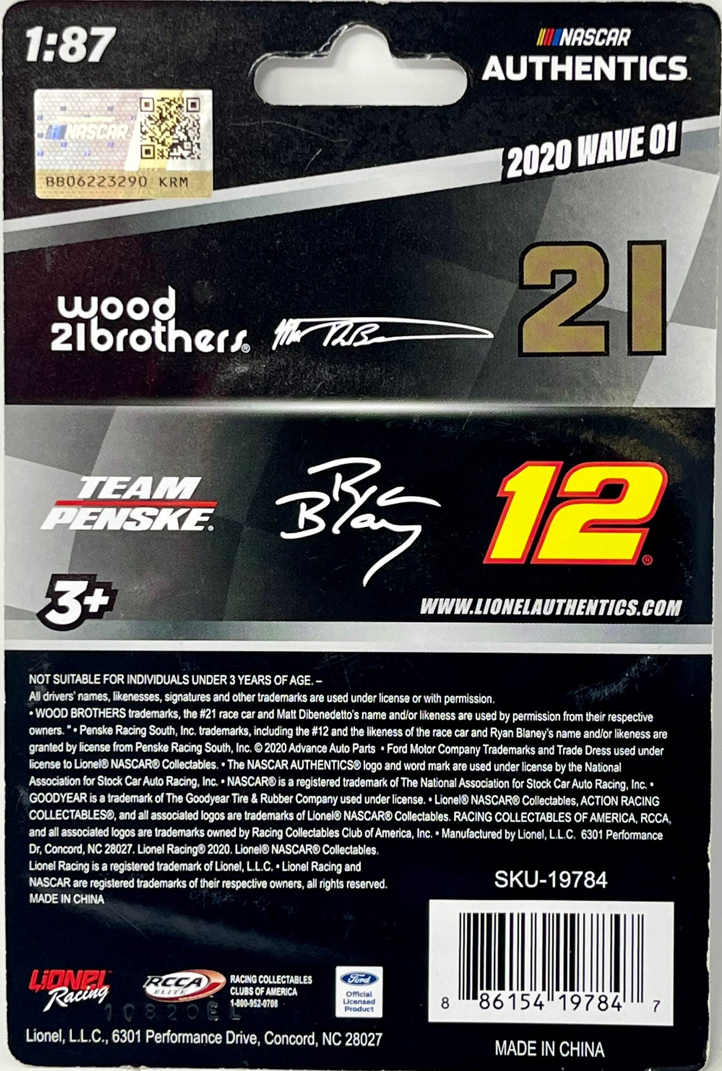 NASCAR Authentics Ryan Blaney and Matt Dibenedetto 1:87