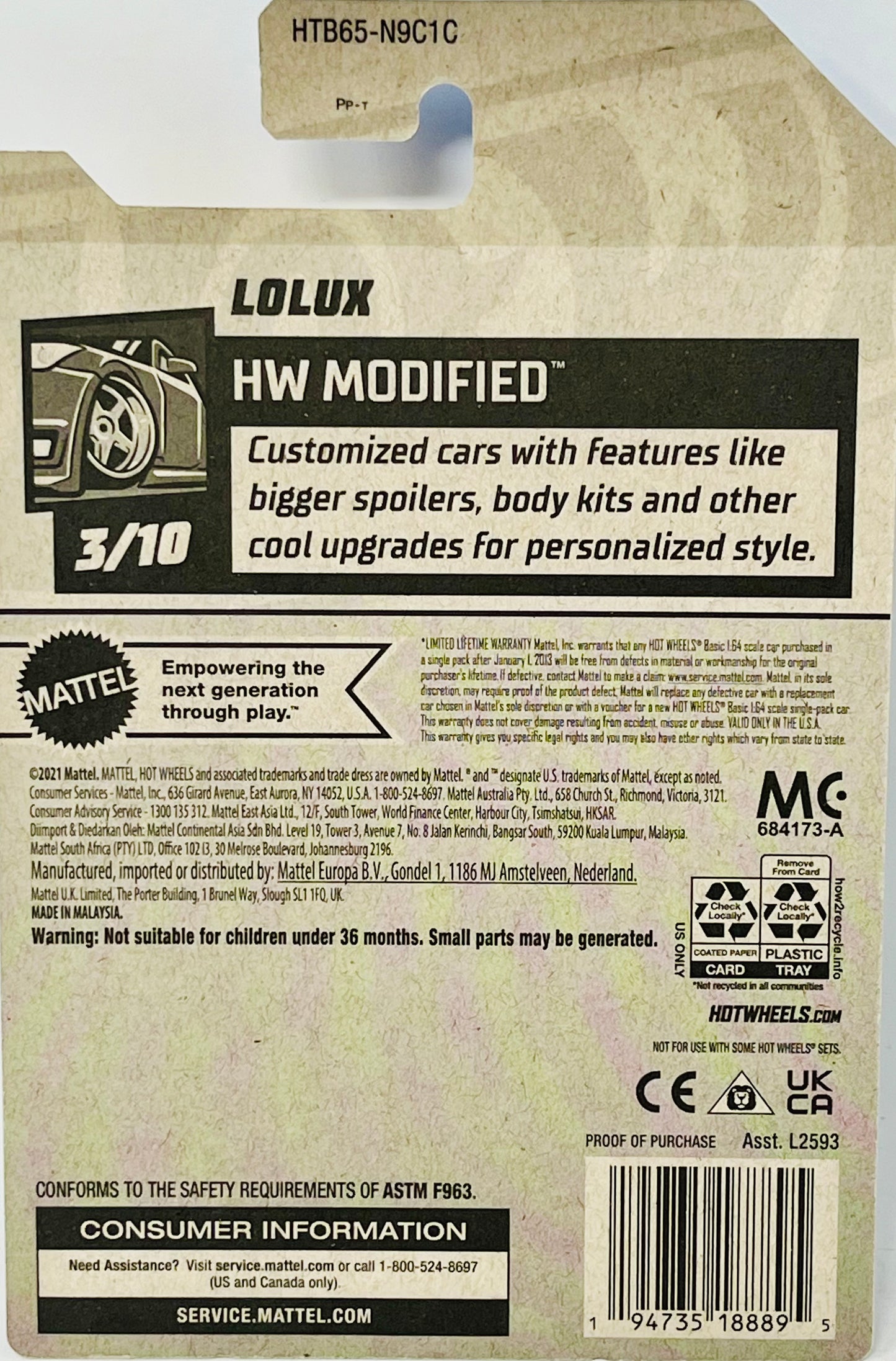 Hot Wheels Lolux Teal and Gray 28/250 HW Modified 3/10