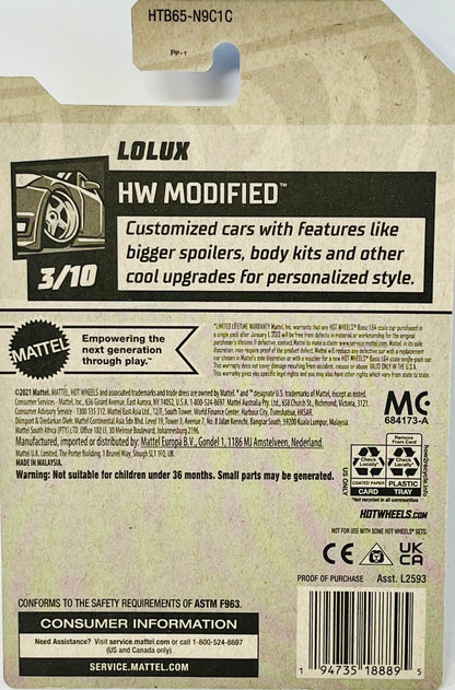 Hot Wheels Lolux Teal and Gray 28/250 HW Modified 3/10