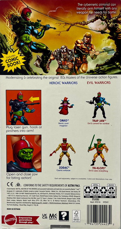Masters of the Universe Origins Action Figure Trap Jaw Collectible, 5.5 Inch Motu Popular Villain Toy with 16 Posable Joints & Accessories