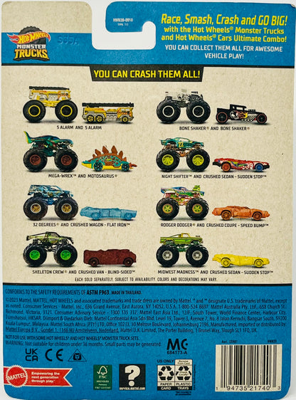 Hot Wheels Monster Truck & Car - 5 Alarm & 5 Alarm 1:64 Scale Yellow New