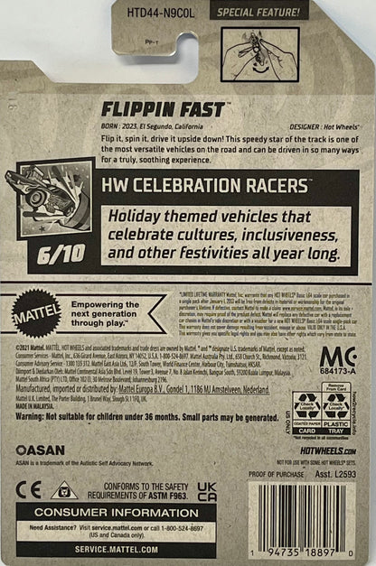 Hot Wheels Flipping Fast Green/Yellow 103/250 HW CELEBRATION RACERS 6/10 Autistic Self Advocacy Network