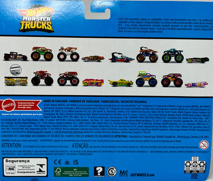 Hot Wheels Monster Trucks Invader vs Stars and Stripes  w/ 5 Alarm & Crushed Car