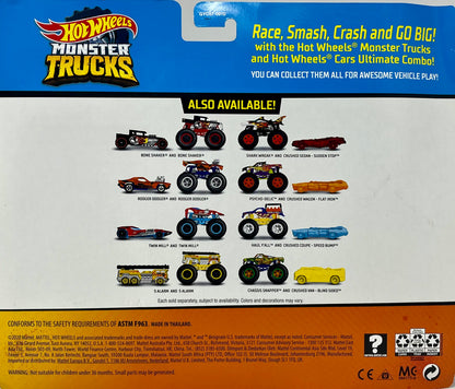 Hot Wheels Monster Trucks 5 Alarm #81 vs Chassis Snapper with 5 Alarm and Crushed Car