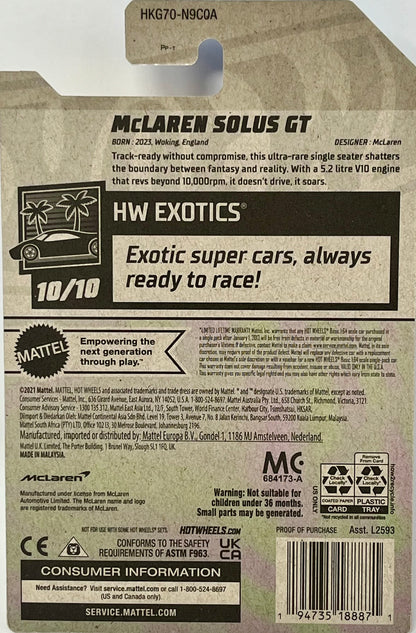 Hot Wheels HW Exotics Mclaren Solust GT White 250/250 HW EXOTICS 10/10