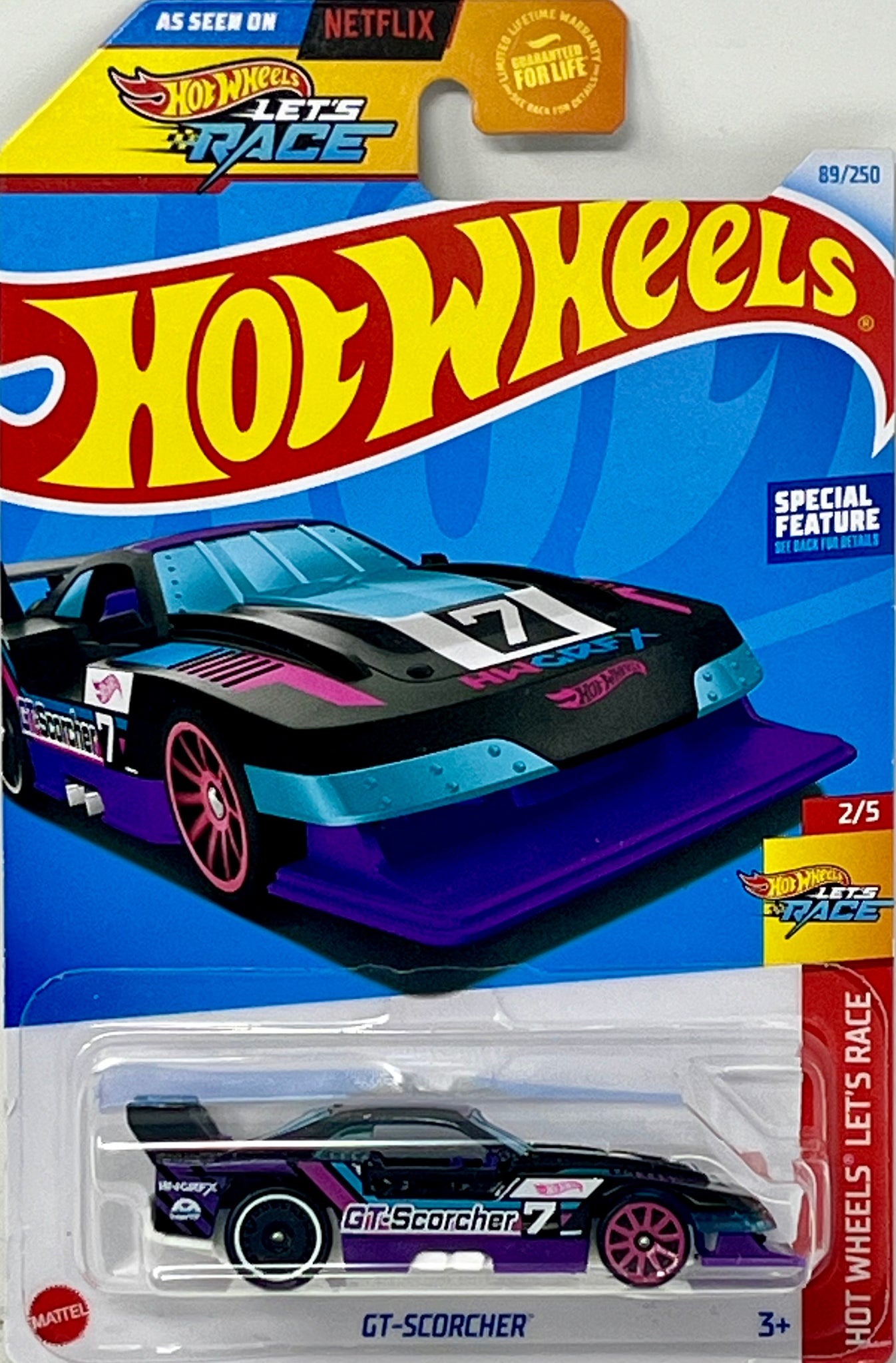 Hot Wheels GT-Scorcher (Rood) 5/10 Retro Racers 2022 - 59/250 (korte kaart) *** Wordt geleverd in een KLAS AUTO KEEPER BESCHERMENDE COLLECTORS CASE *** HCT86