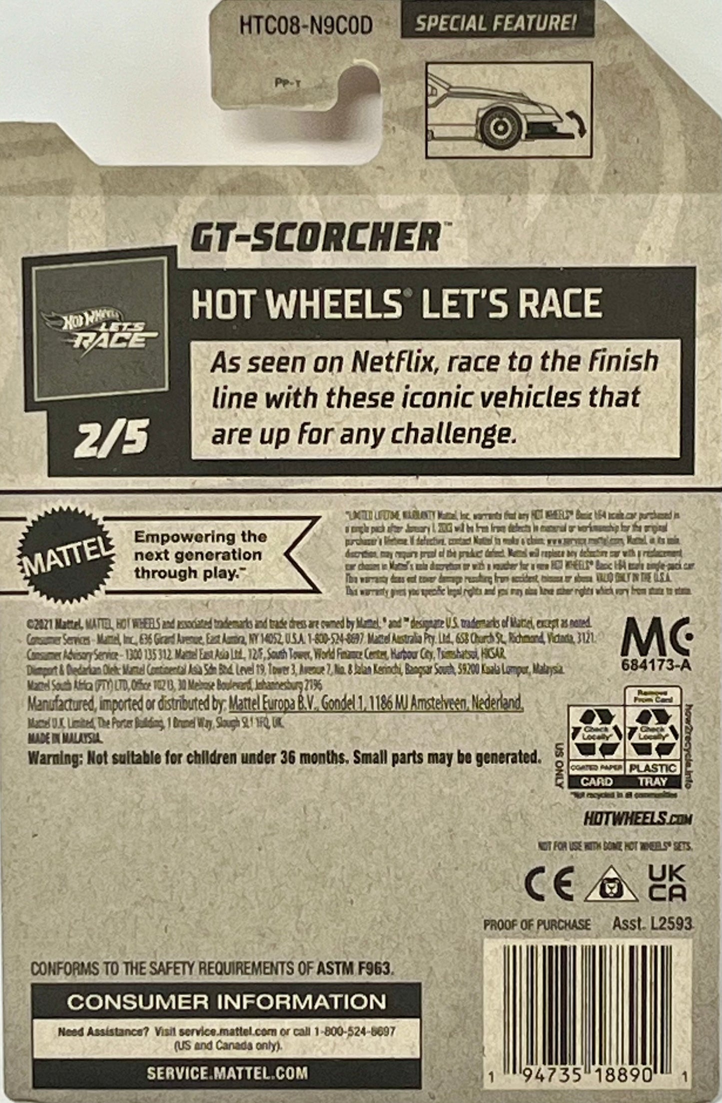 Hot Wheels GT-Scorcher, Blue/Black/Purple, Let's Race 2/5