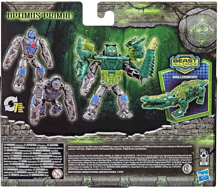 Transformers: Rise of The Beasts Movie, Beast Alliance, Beast Combiners 2-Pack Optimus Primal & Skullcruncher Toys, Ages 6 and Up, 5-inch