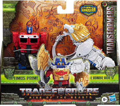 Transformers: Rise of The Beasts Movie, Beast Alliance, Beast Combiners 2-Pack Optimus Prime & Lionblade Toys, Ages 6 and Up, 5-inch