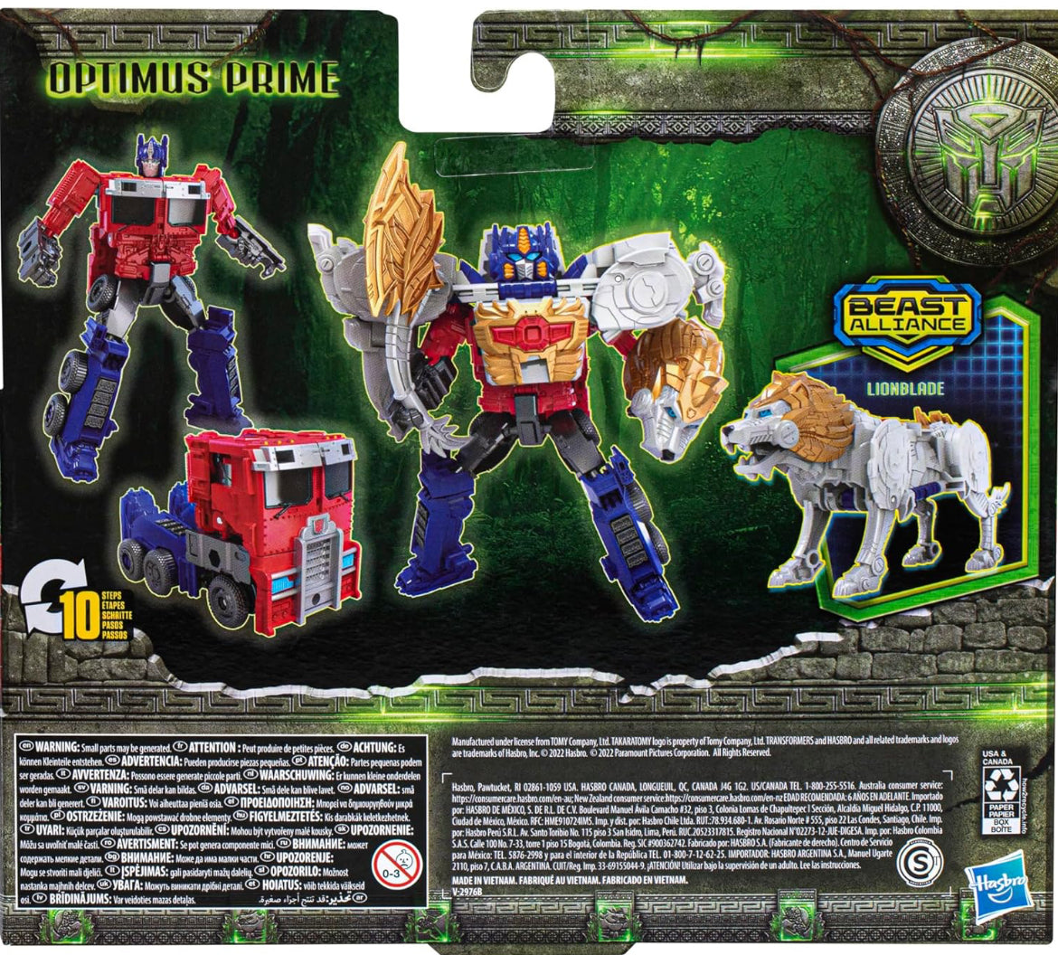 Transformers: Rise of The Beasts Movie, Beast Alliance, Beast Combiners 2-Pack Optimus Prime & Lionblade Toys, Ages 6 and Up, 5-inch