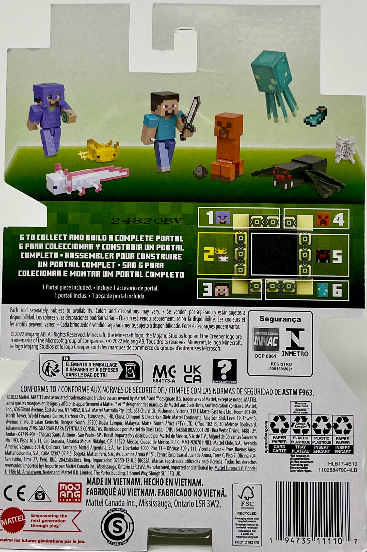 Build A Portal Minecraft Axolotls Ajolote 4" White & Yellow Figure