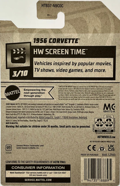 2024 Hot Wheels HW SCREEN TIME 3/10  Barbie Movie "Ken's" 1956 Corvette 29/250