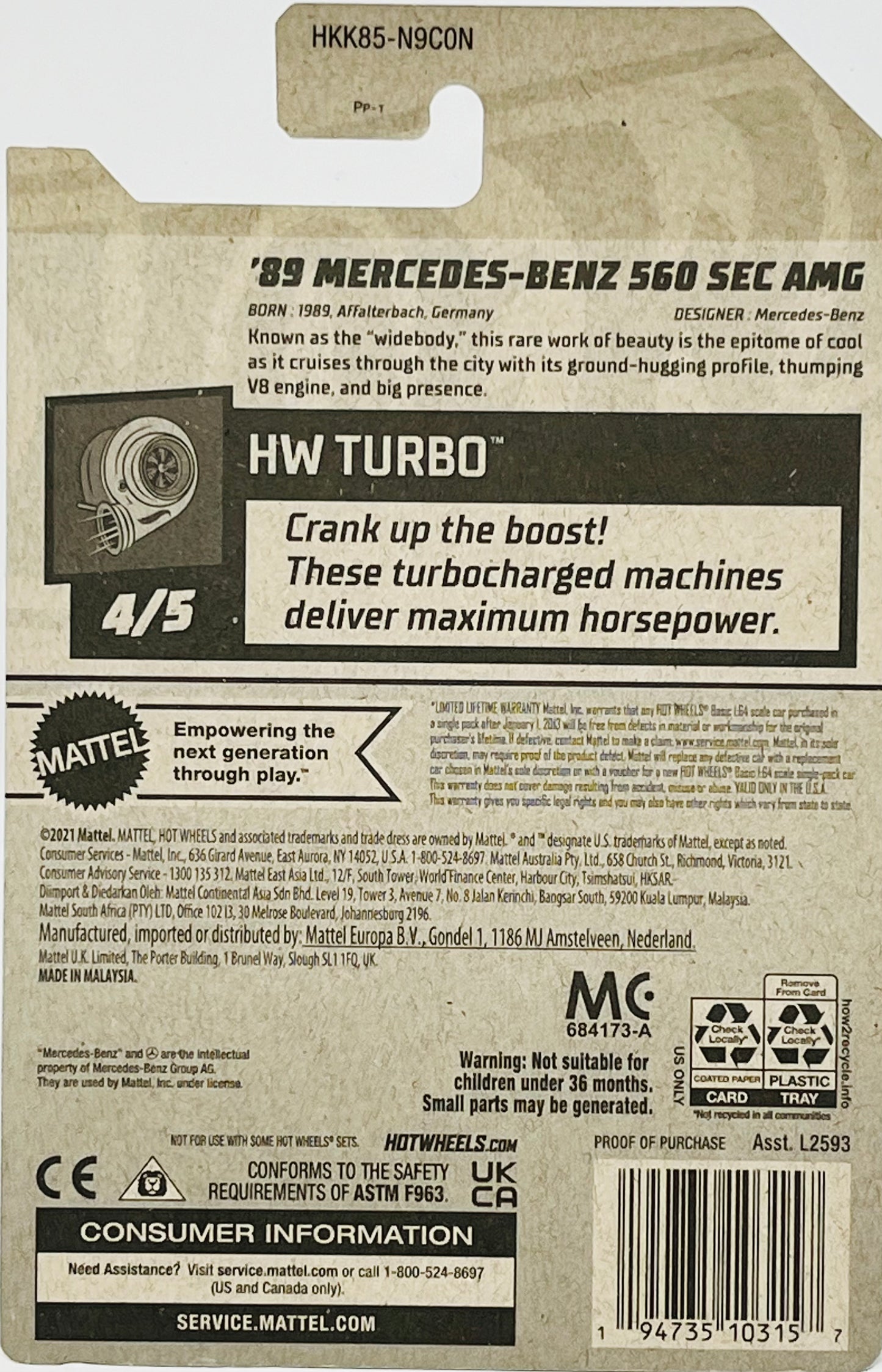 Hot Wheels '89 Mercedes-Benz 560 SEC AMG (150/250)