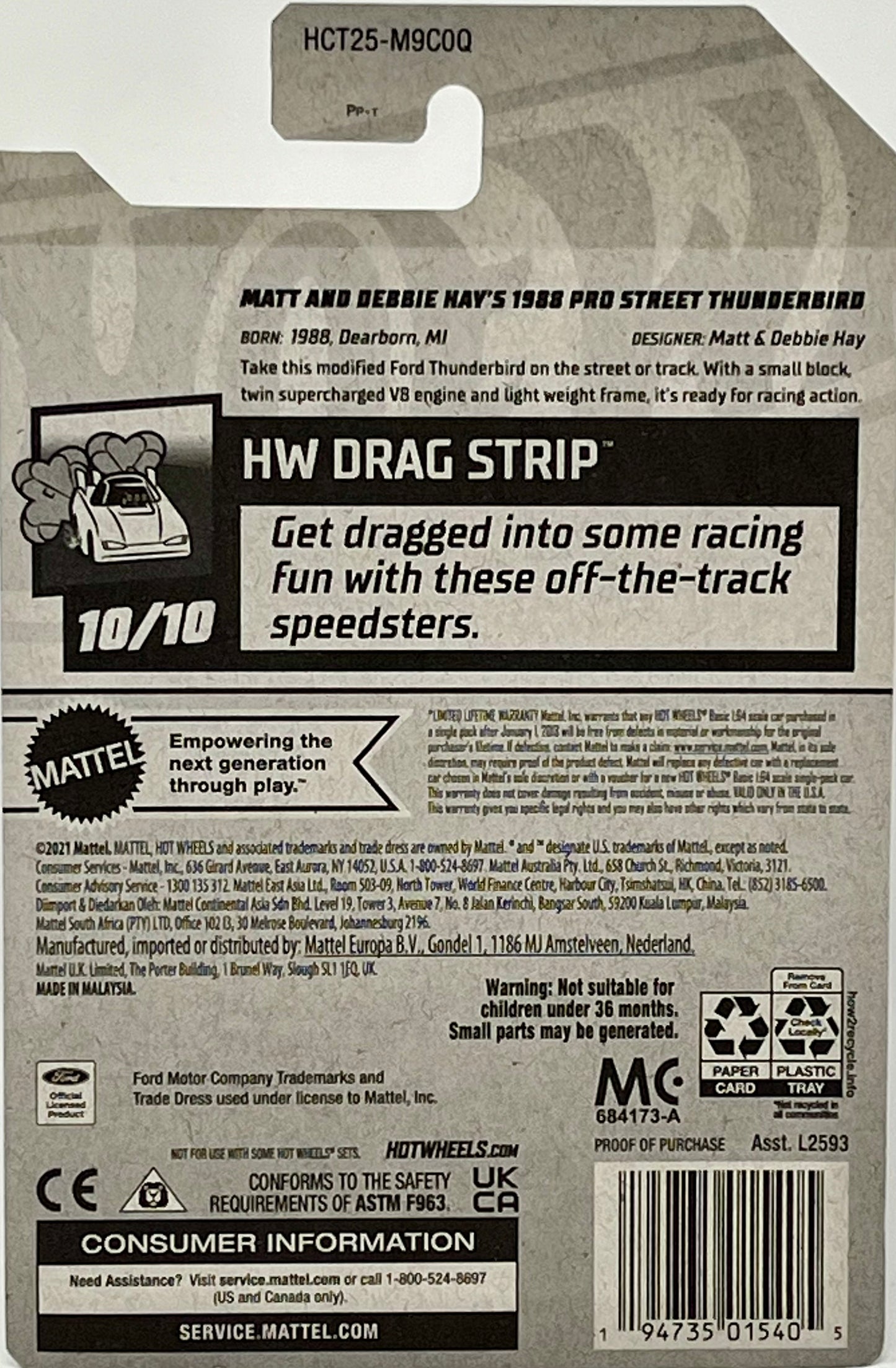 2022 Hot Wheels Matt And Debbie Hay's 1988 Pro Street Thunderbird Diecast Pink