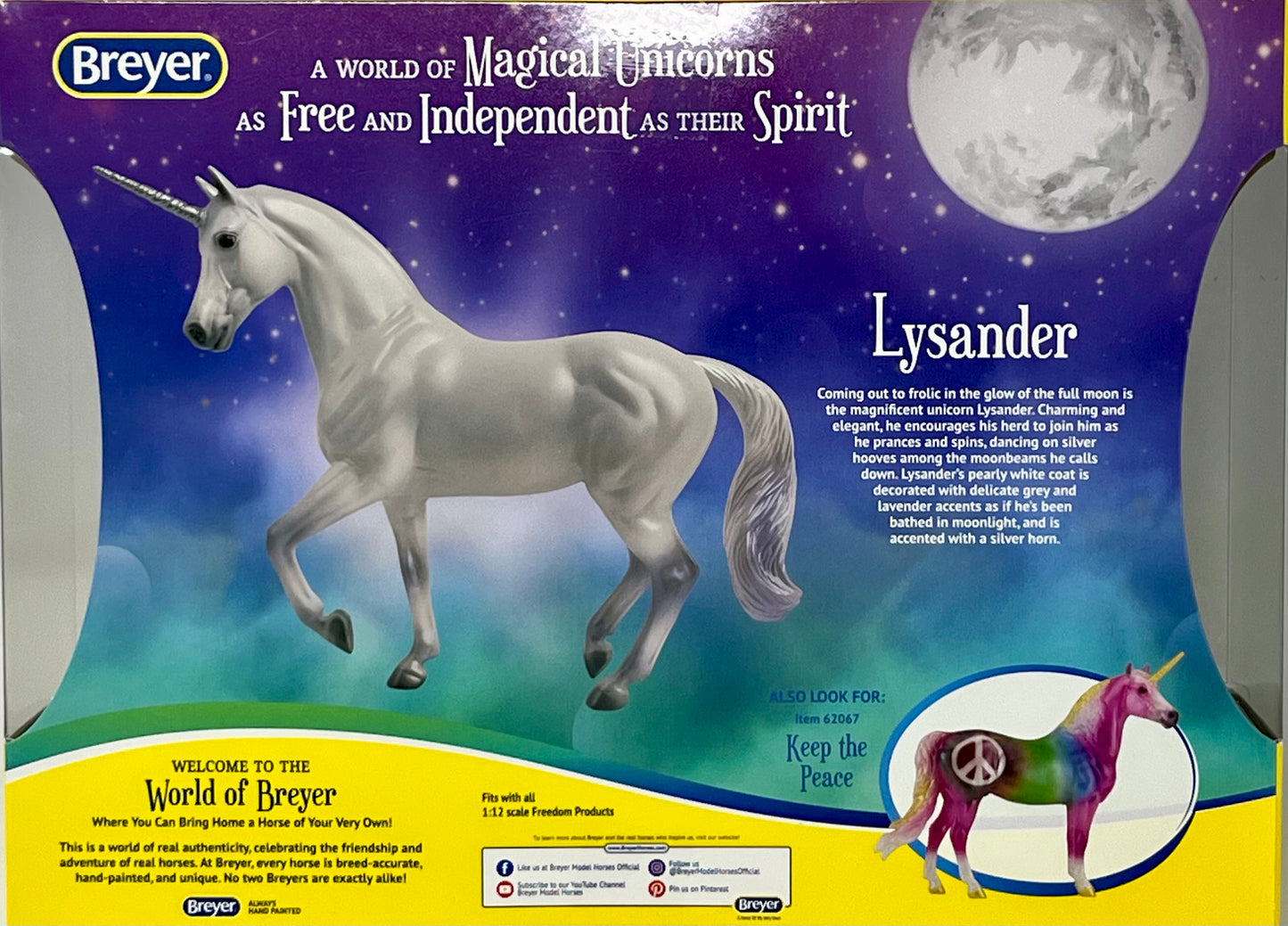 Breyer Horses Freedom Series Lysander Unicorn | Horse Toy | 9.75" x 7" | 1:12 Scale | Model #62068, Silver
