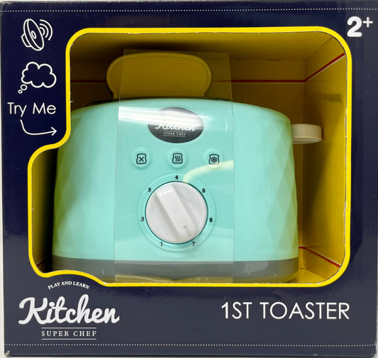 Infunbebe Kids Toaster Toy Electronic Pretend Play Kitchen Appliance with Pop up Sounds My First Bread Slices Set for Toddlers