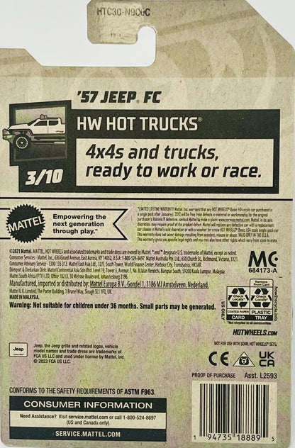 2 X Hot Wheels '57 Jeep FC Khaki- Hot Trucks Series 3/10