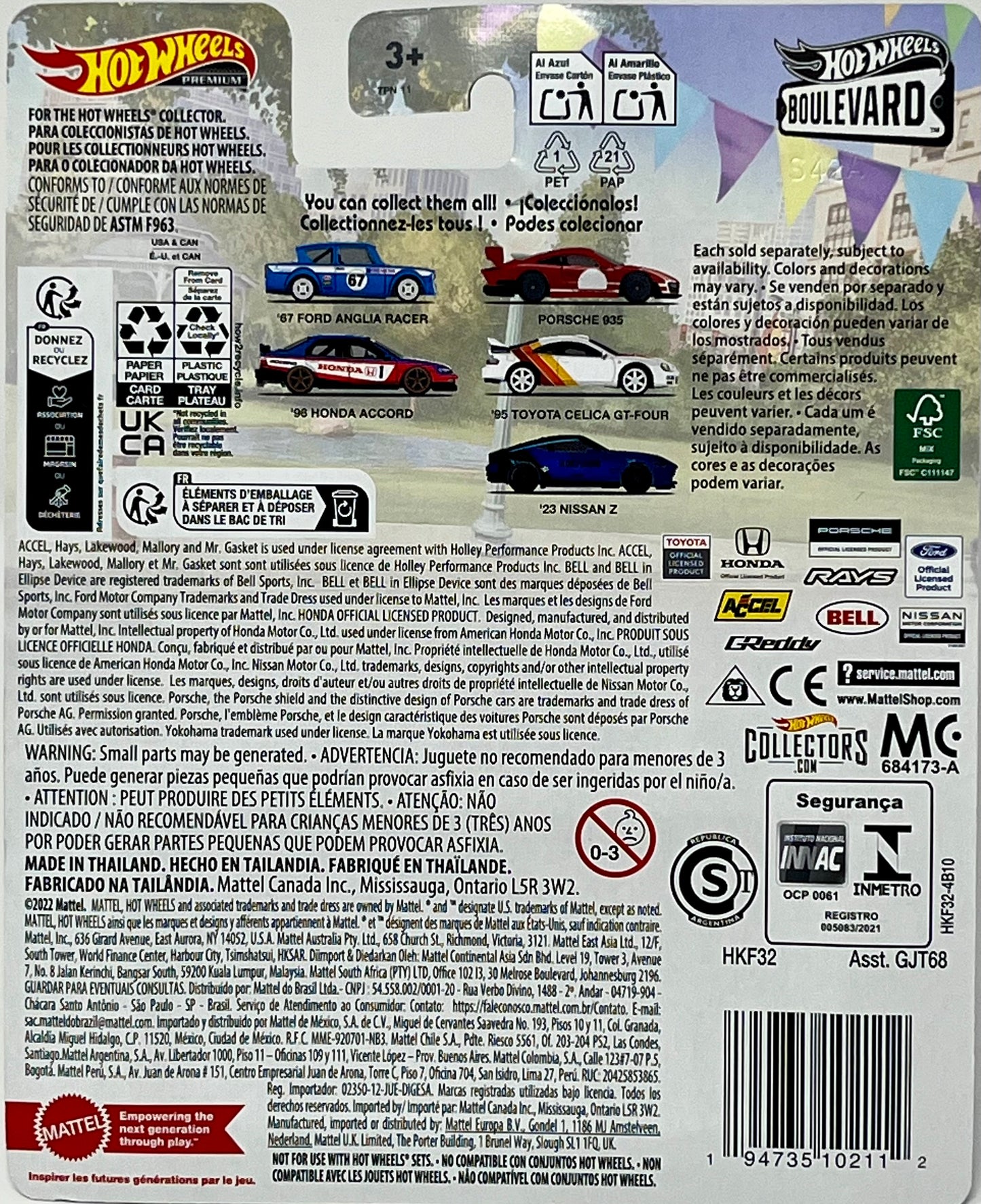 '67 Ford Anglia Racer Hot Wheels Premium Boulevard Diecast W/ Real Riders #88
