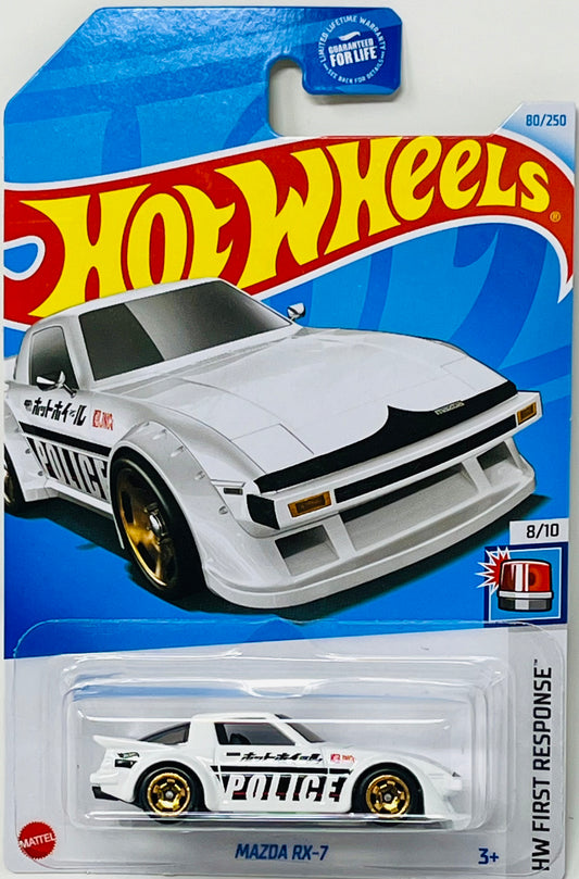 Hot Wheels Mazda RX-7 White w/ RSWs Police