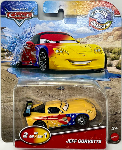 Disney Pixar Cars - Color Changers - Jeff Gorvette - Red/Yellow