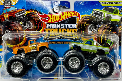 Hot Wheels Monster Trucks 56 Hi-Tail Hauler VS Silverado 1:64 Demo Doubles