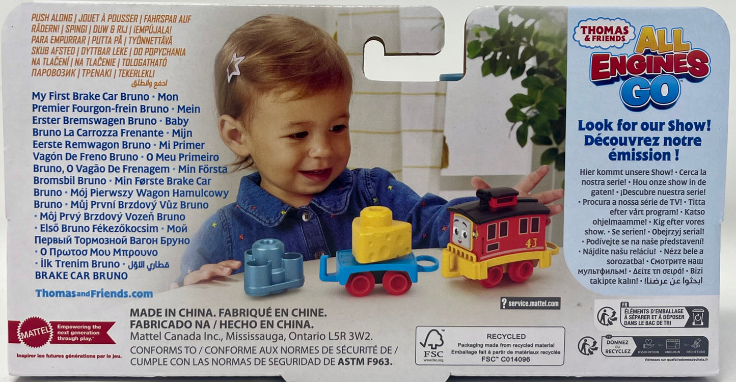 Thomas & Friends Toddler Toy My First Brake Car Bruno Push-Along Vehicle with Stacking Cargo for Preschool Kids Ages 18+ Months