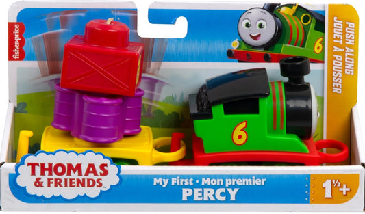 Thomas & Friends Toddler Toy My First Percy Push-Along Train with Stacking Cargo for Kids Ages 18+ Months