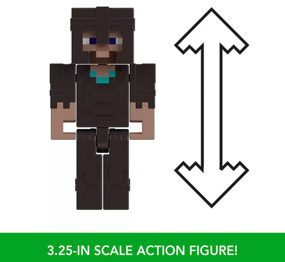 Mattel Minecraft Full Netherite Armor Steve Action Figure & Accessories 4-Piece Set