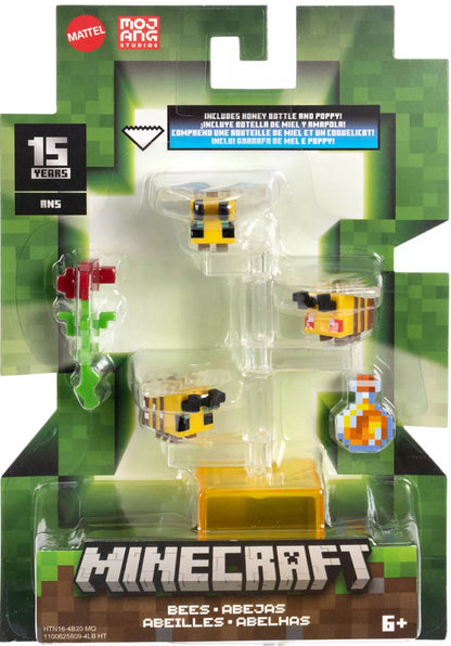 Mattel Minecraft Mini Bees Action Figure Trio & Accessories 6-Piece Set