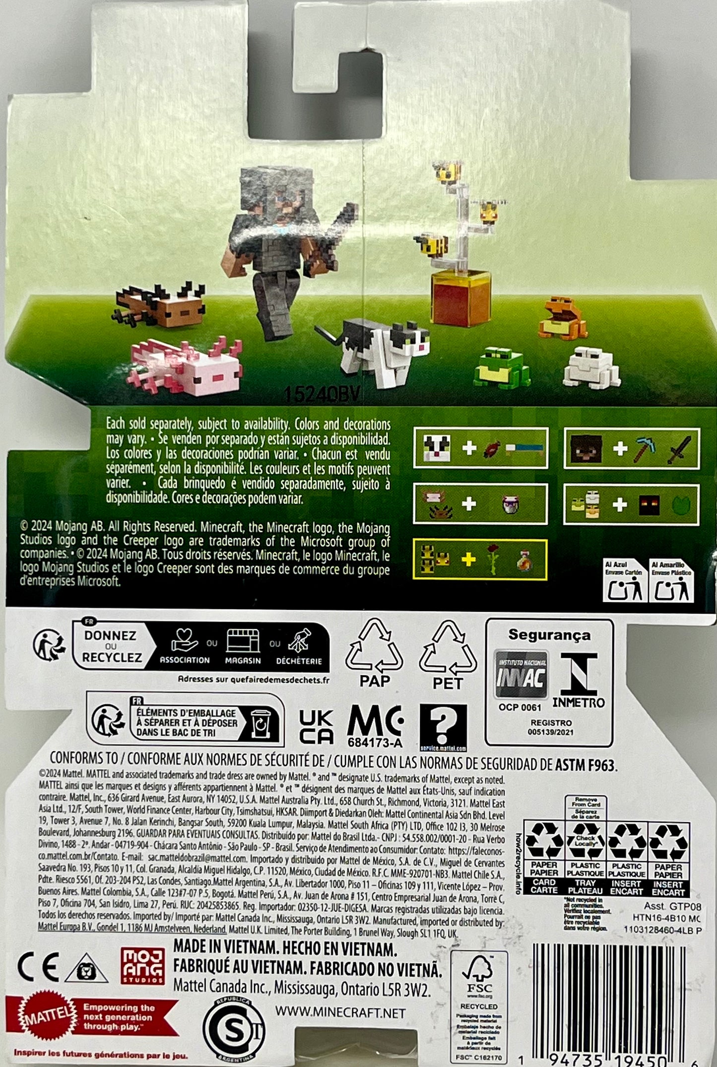 Mattel Minecraft Mini Bees Action Figure Trio & Accessories 6-Piece Set