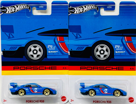 Two 2024 Hot Wheels Porsche Series 4/6 Porsche 935 Blue