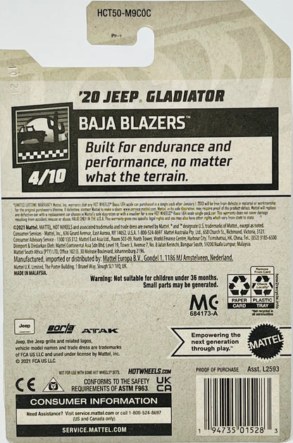 2022 Hot Wheels '20 Jeep Gladiator 26/250 HW Baja Blazers 4/10 Black
