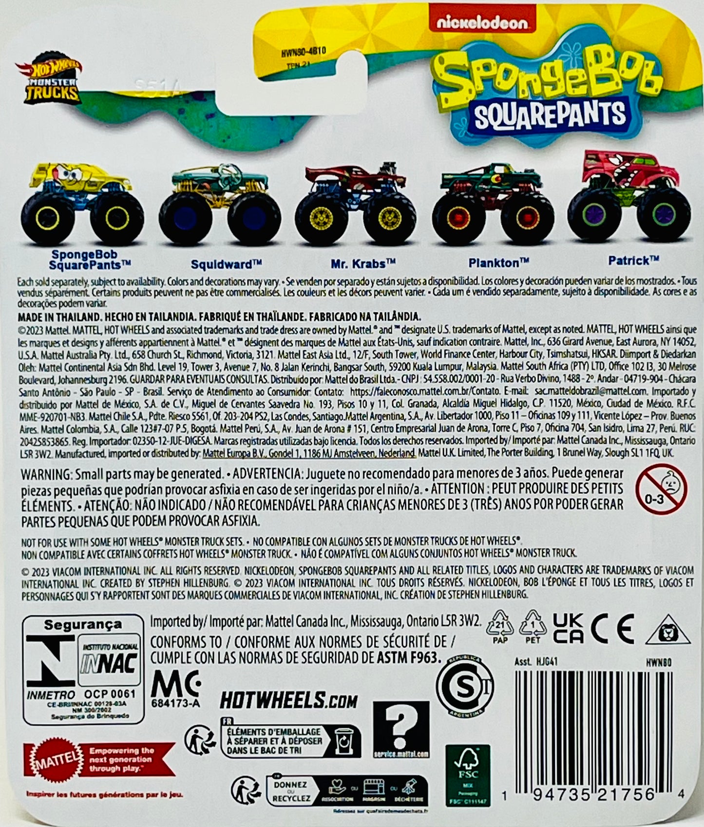 Hot Wheels Monster Trucks SpongeBob SquarePants Plankton