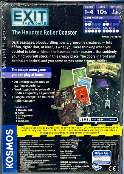 Exit: The Haunted Roller Coaster | Exit: The Game - A Kosmos Game from Thames & Kosmos | Family-Friendly, Card-Based at-Home Escape Room Experience for 1 to 4 Players, Ages 10+