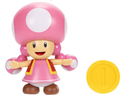 Super Mario 4" Action Figures Toadette with Coin