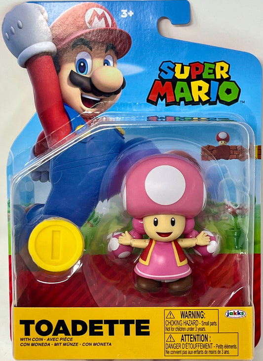 Super Mario 4" Action Figures Toadette with Coin