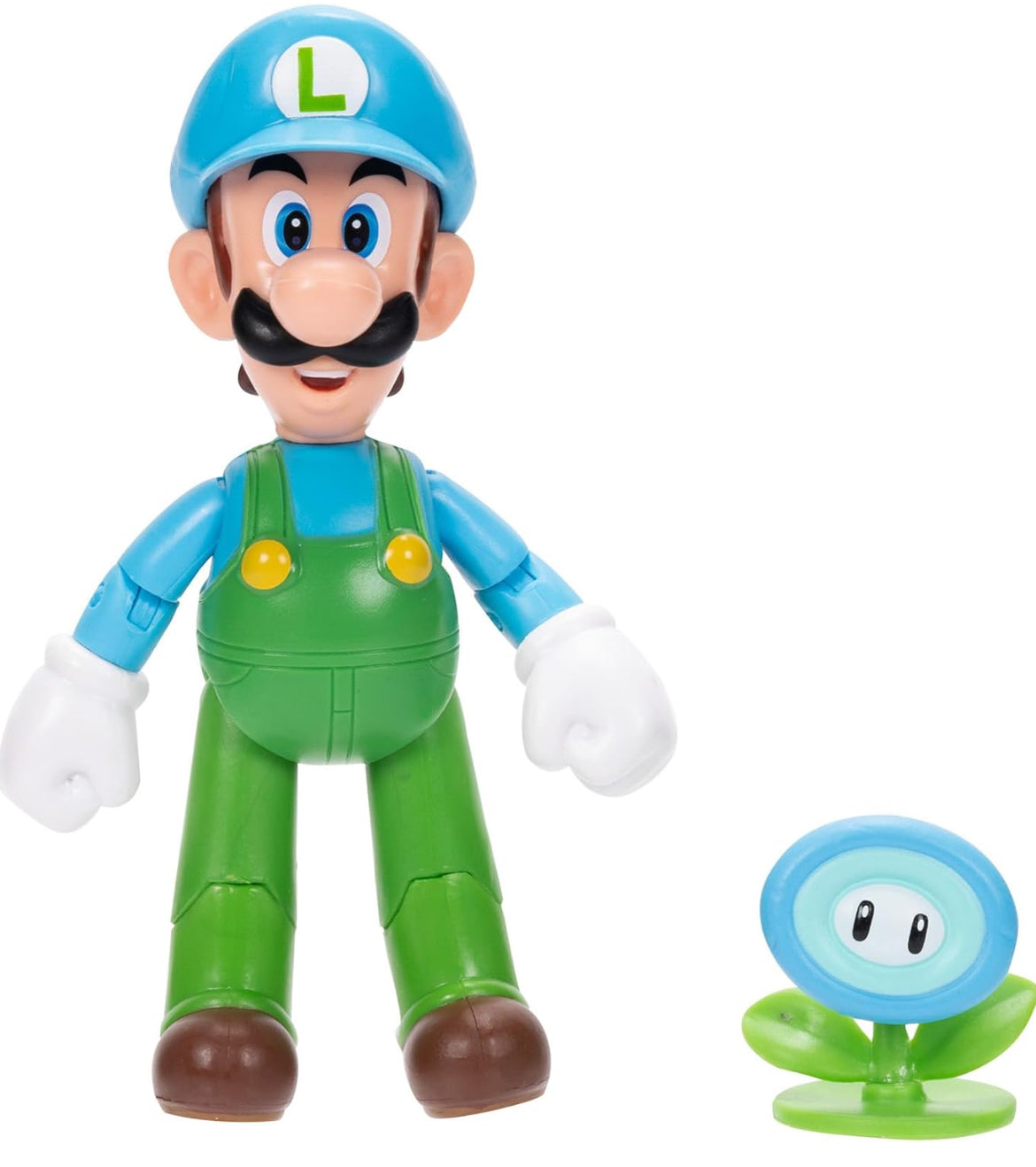 Super Mario 4" Action Figures Ice Luigi with Ice Flower