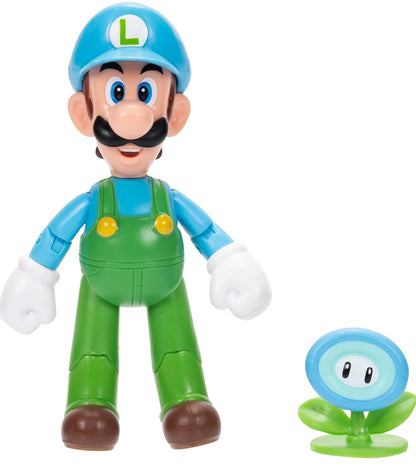 Super Mario 4" Action Figures Ice Luigi with Ice Flower