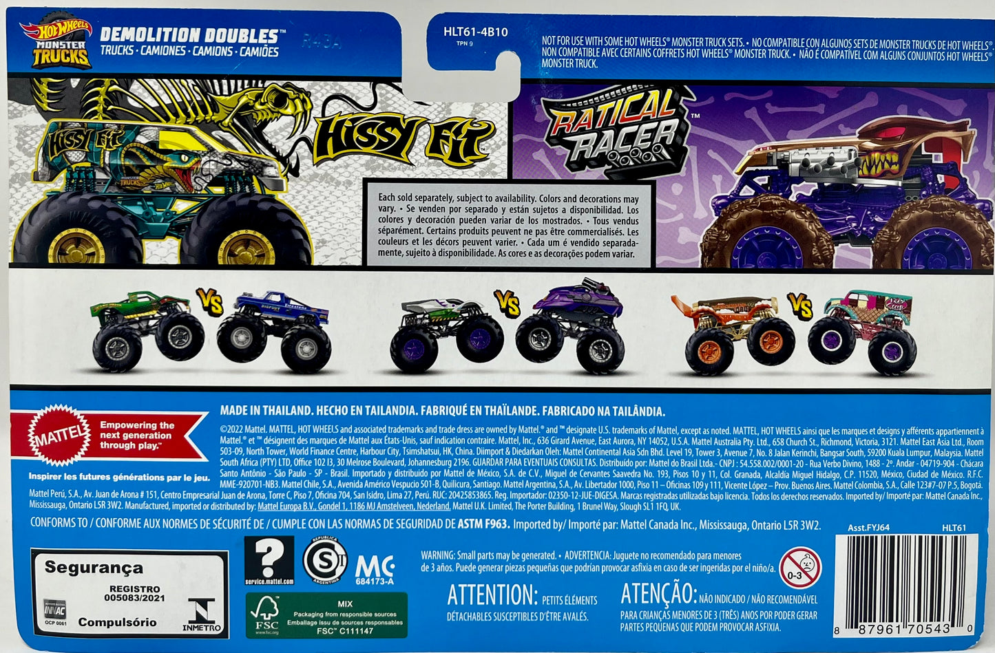Hissy Fit VS Ratical Racer Demolition Doubles Hot Wheels Monster Trucks