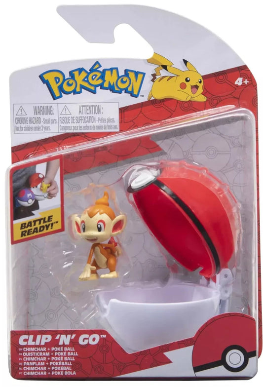 Pokemon Chimchar And Poke ball Battle Ready With Pokemon Figure Clip And Go