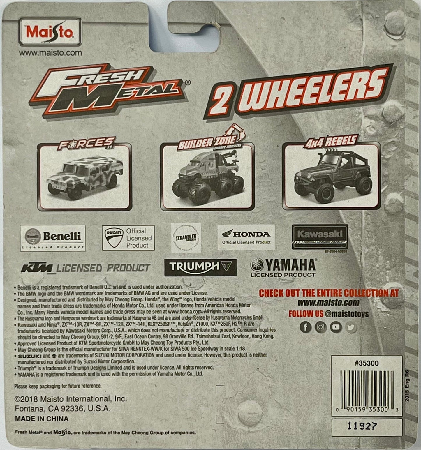 Maisto Fresh Metal 1:18 Scale 2 Wheelers Suzuki GSXR-600 in Blue and White