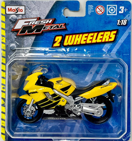 Honda 600 F4 Yellow and Black Motorcycle 1:18 Maisto Fresh Metal 2 Wheelers
