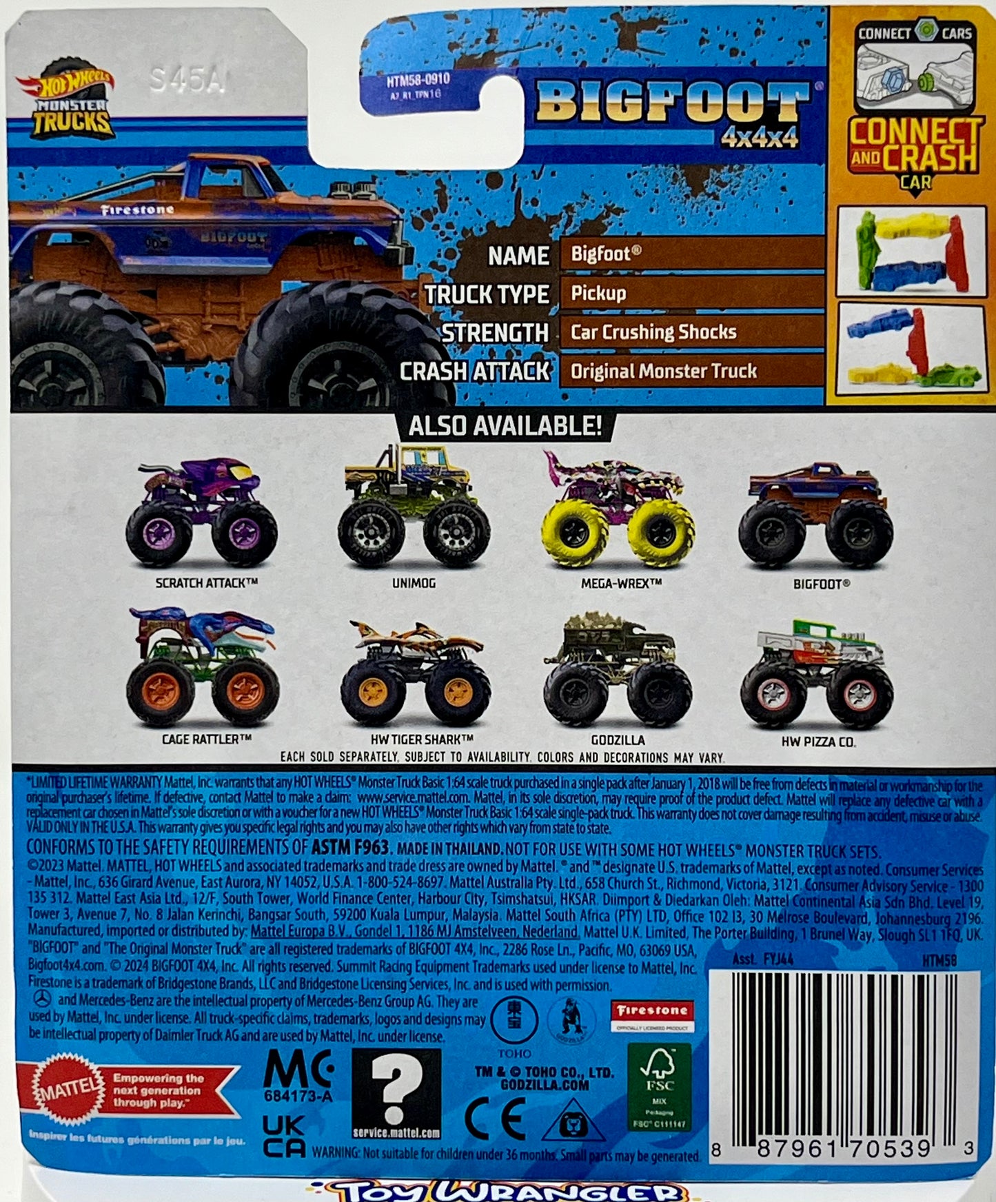 2024 Hot Wheels Monster Trucks BIGFOOT 4x4x4 PICKUP TRUCK Freestyle Wreckers