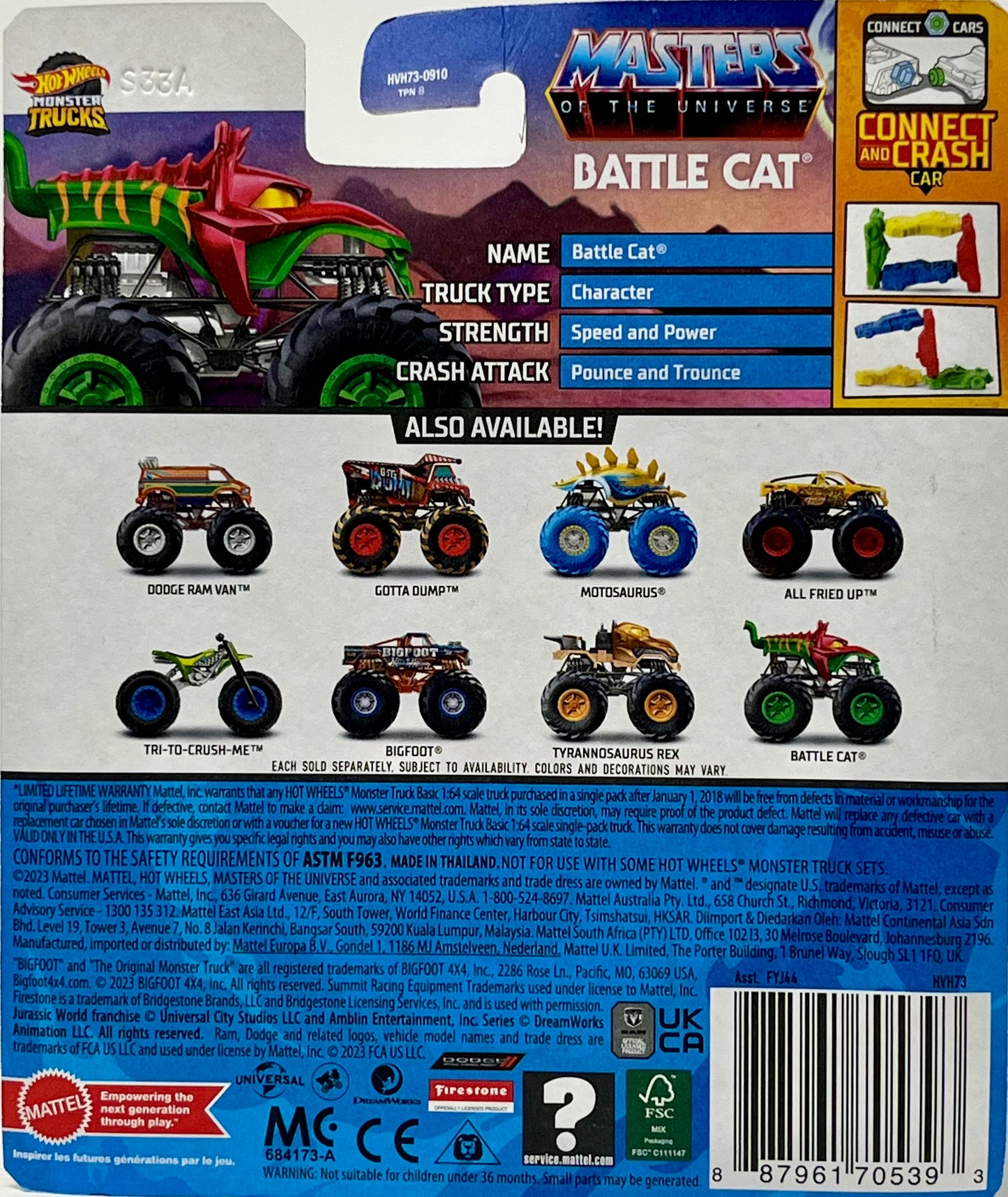 Hot Wheels Monster Trucks Masters of the Universe Battle Cat 1:64